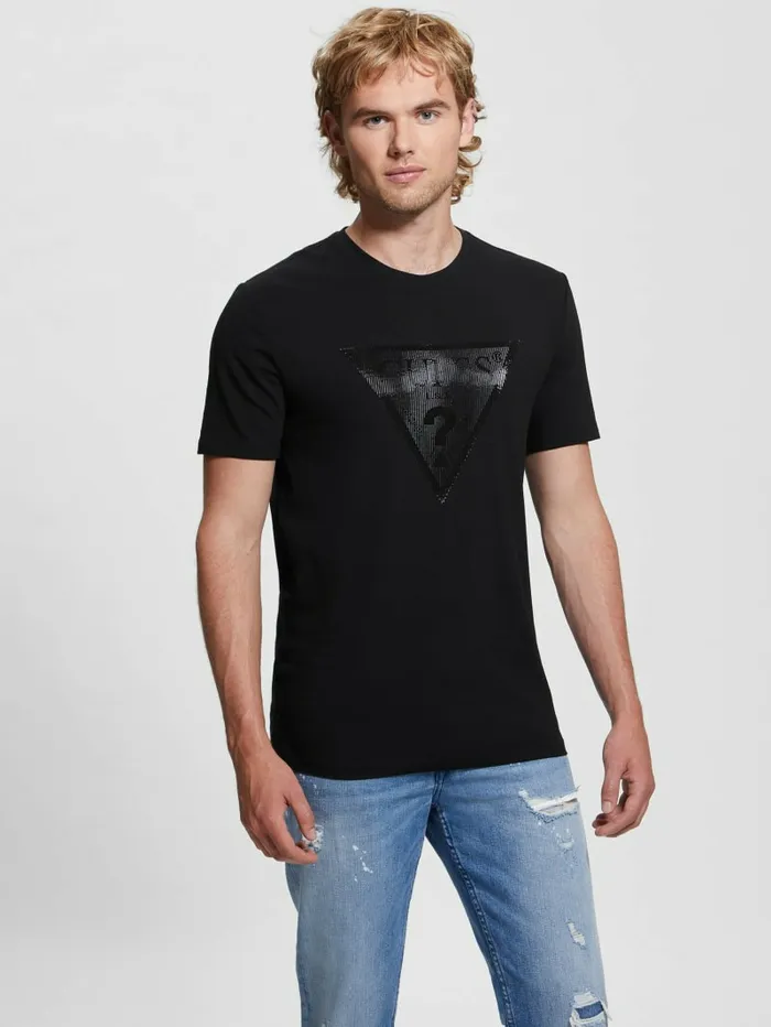 Eco Triangle Crewneck Tee Black Activewear GUESS Men Eco Triangle Crewneck Tee Black Activewear GUESS Men