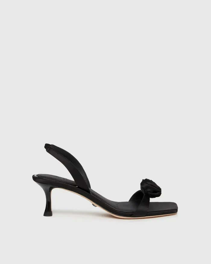 Eva Sandal 8211 Black Satin Women Sandals PAIGE