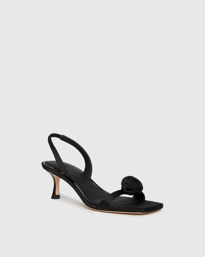 Eva Sandal 8211 Black Satin Women Sandals PAIGE Eva Sandal 8211 Black Satin Women Sandals PAIGE