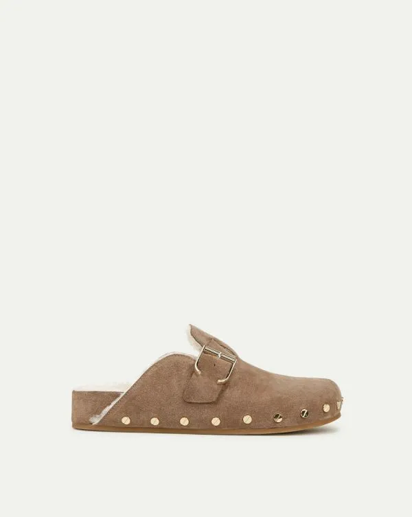 Fern Shearling Clog Taupe Women Veronica Beard Shoes