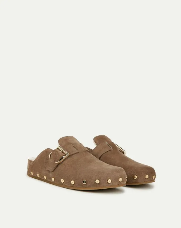 Fern Shearling Clog Taupe Women Veronica Beard Shoes