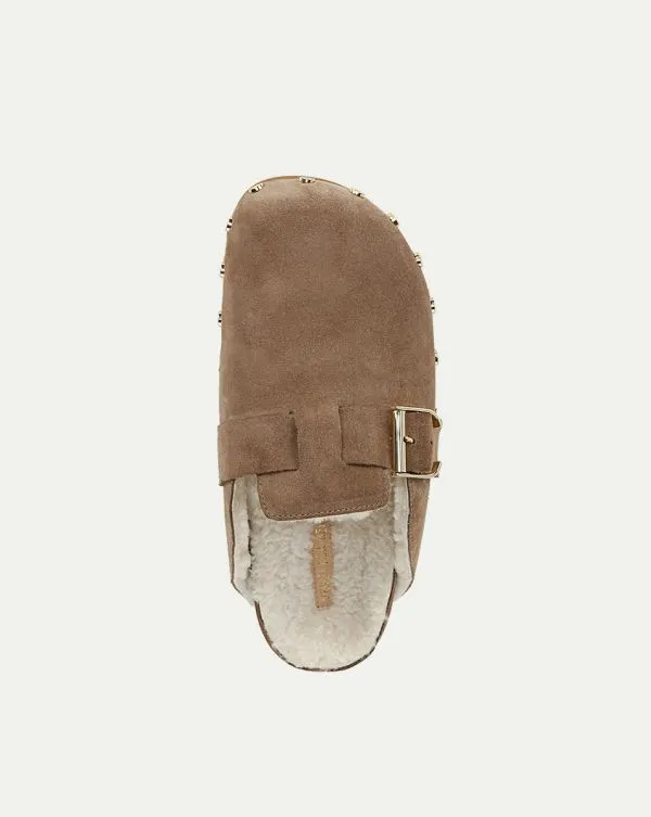 Fern Shearling Clog Taupe Women Veronica Beard Shoes