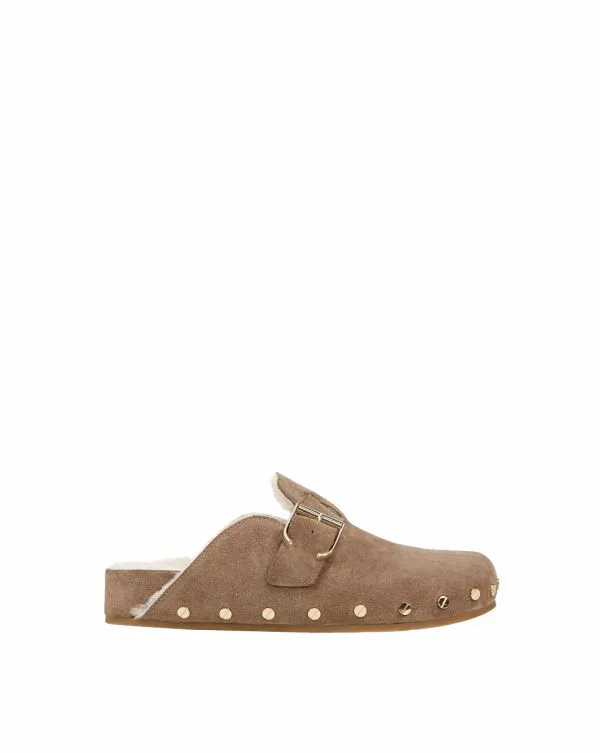 Fern Shearling Clog Taupe Women Veronica Beard Shoes