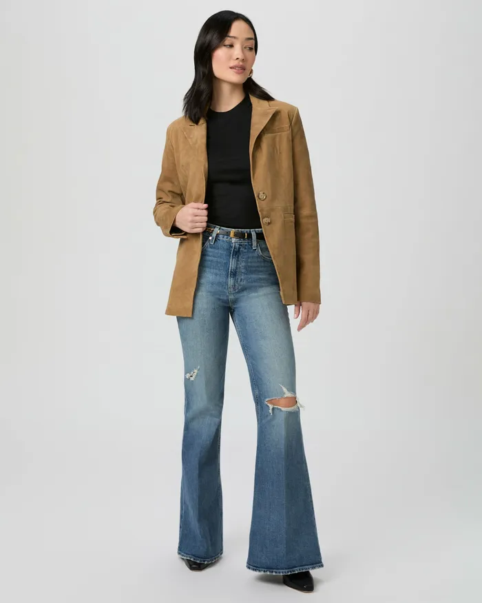 Flare Women Charlie 32 Inch Flare Jean 8211 Blue Note Destructed PAIGE