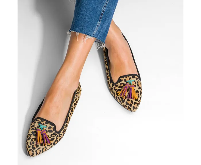 Flats and SlipOns Women Sadie Tassel SlipOn Natural Snake Leather Hush Puppies