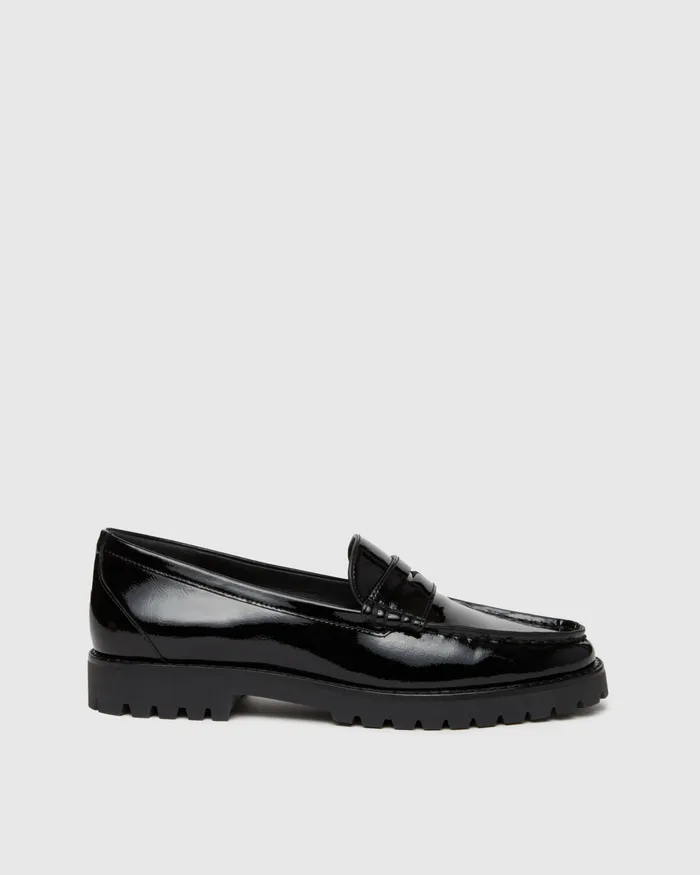 Flats Ellis Loafer 8211 Black Patent Leather 8211 PAIGE Women