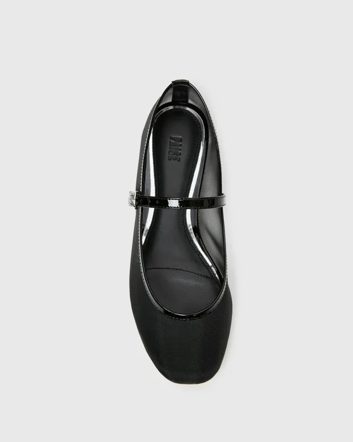 Flats PAIGE Women Josie Flat 8211 Black MeshPatent Leather Flats PAIGE Women Josie Flat 8211 Black MeshPatent Leather