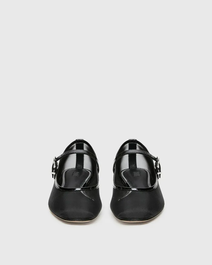 Flats PAIGE Women Josie Flat 8211 Black MeshPatent Leather Flats PAIGE Women Josie Flat 8211 Black MeshPatent Leather
