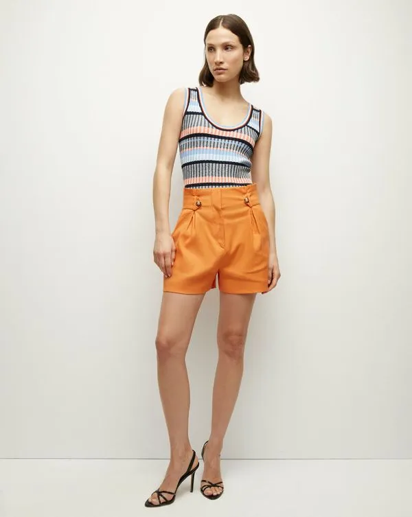 Franzi StretchLinen Short Orange Women Veronica Beard Skirts and Shorts