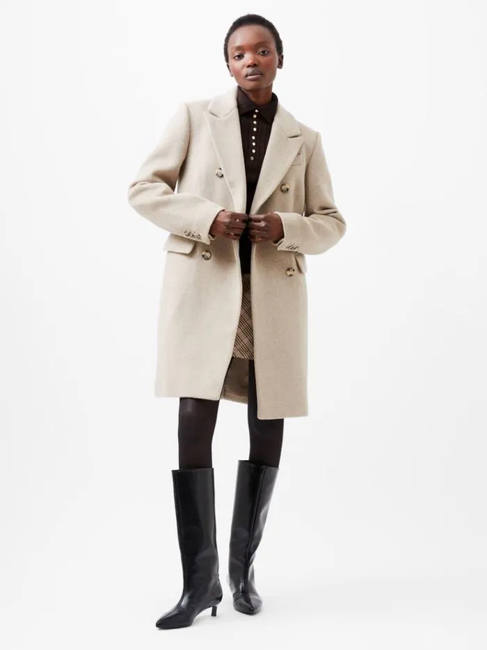French Connection Coats and Jackets Adele Felt Coat Beige 8211 Woman