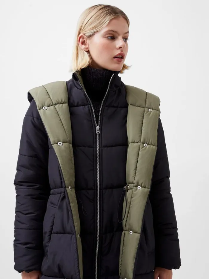 French Connection Coats and Jackets Auden Double Front Puffer Coat Blackouttarmac Khak 8211 Woman