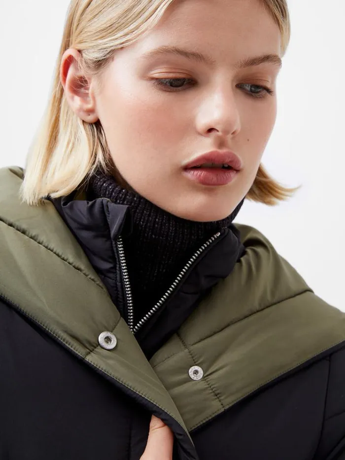 French Connection Coats and Jackets Auden Double Front Puffer Coat Blackouttarmac Khak 8211 Woman