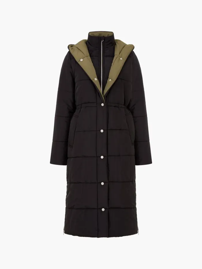 French Connection Coats and Jackets Auden Double Front Puffer Coat Blackouttarmac Khak 8211 Woman