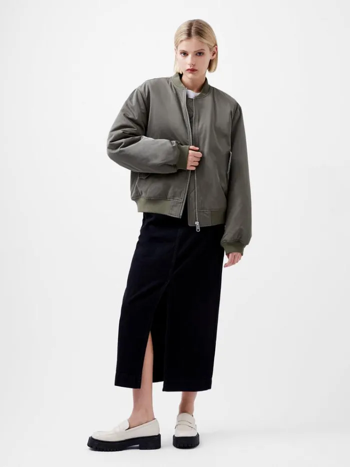 French Connection Coats and Jackets Behati Bomber Jacket Dusted Khaki 8211 Woman
