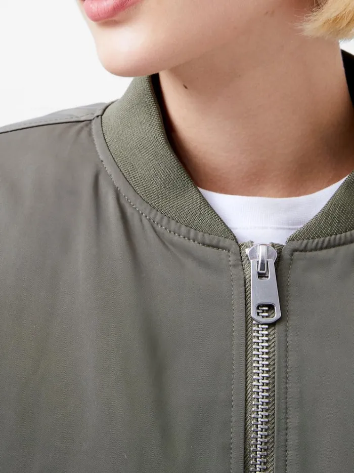 French Connection Coats and Jackets Behati Bomber Jacket Dusted Khaki 8211 Woman