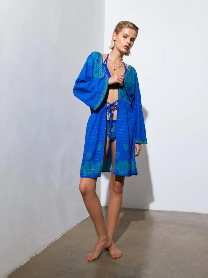 French Connection Coats and Jackets Blue Mosaic Kimono Blue 8211 Woman