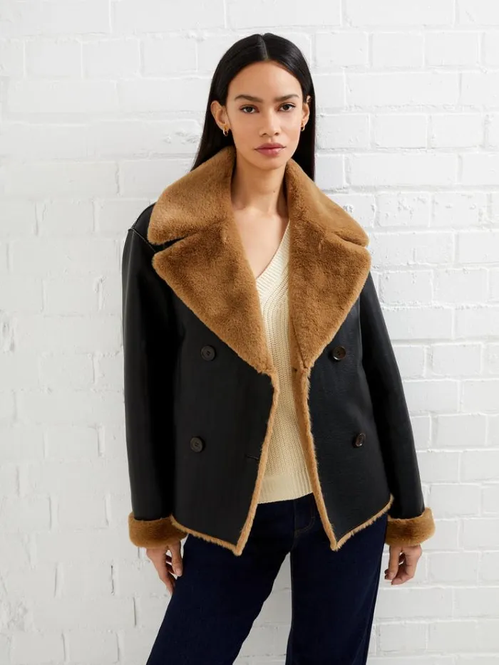 French Connection Coats and Jackets Cerys Pu Faux Fur Jacket Blackouttobacco Brw 8211 Woman French Connection Coats and Jackets Cerys Pu Faux Fur Jacket Blackouttobacco Brw 8211 Woman