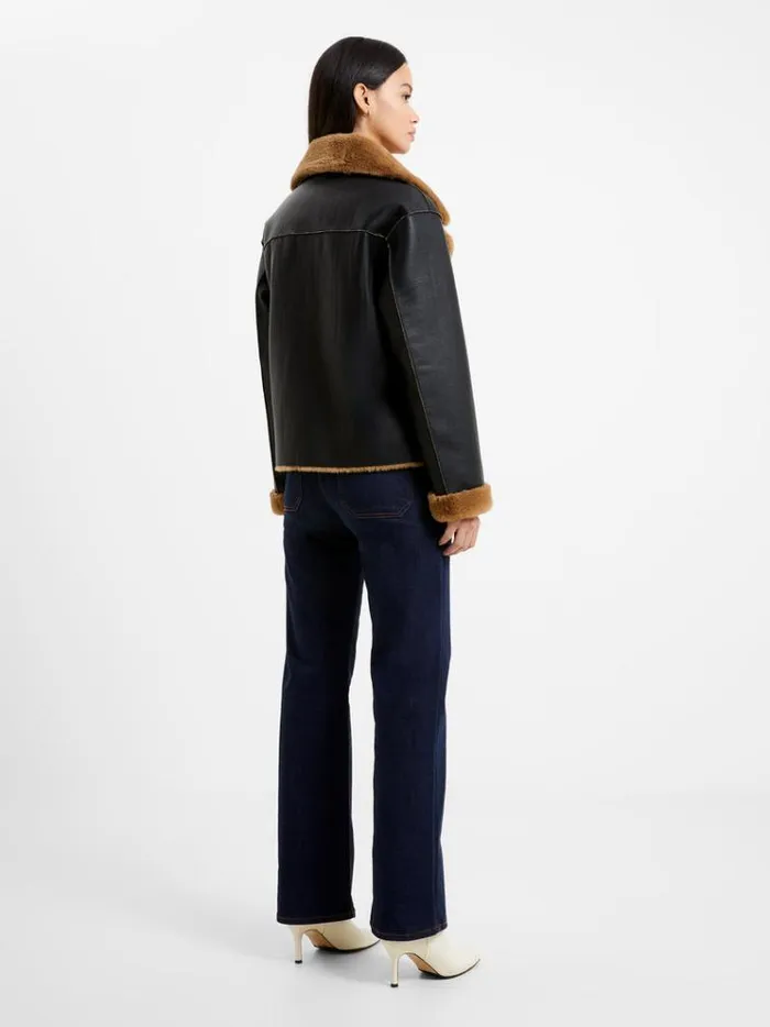 French Connection Coats and Jackets Cerys Pu Faux Fur Jacket Blackouttobacco Brw 8211 Woman