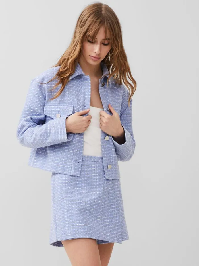 French Connection Coats and Jackets Effie Boucle Jacket Bluebellclassic Cre 8211 Woman