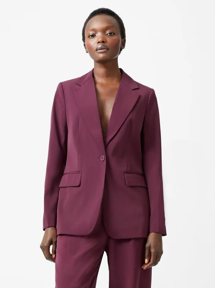 French Connection Coats and Jackets Harrie Suiting Jacket Burgundy Red 8211 Woman
