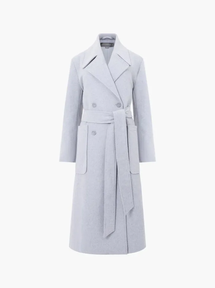 French Connection Coats and Jackets Wrap Belted Double Breasted Coat Light Grey 8211 Woman