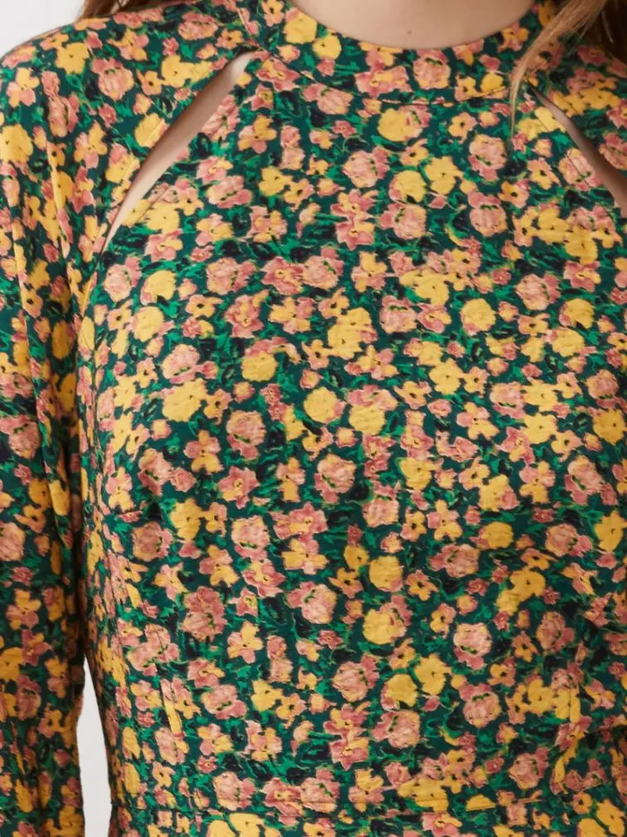 French Connection Dresses Aleezia Flavia Textured Mini Dress Forest Green Multi 8211 Woman