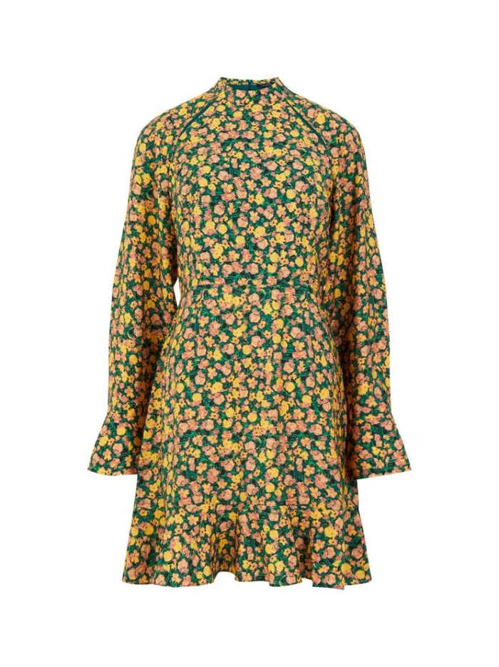 French Connection Dresses Aleezia Flavia Textured Mini Dress Forest Green Multi 8211 Woman