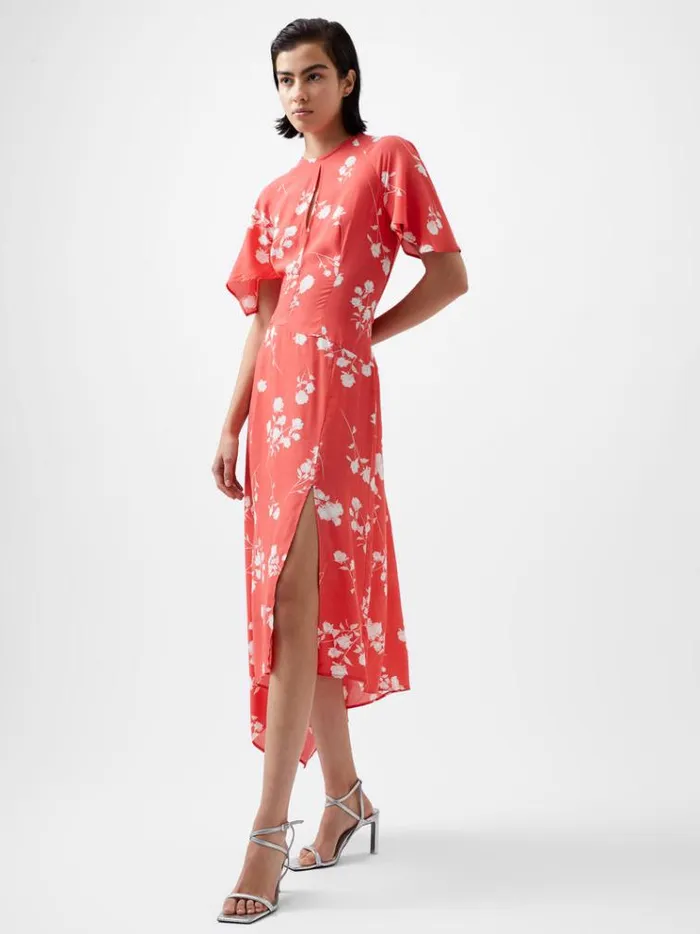 French Connection Dresses Alessandra Eco Asymmetric Dress Cayenne Redwhite 8211 Woman French Connection Dresses Alessandra Eco Asymmetric Dress Cayenne Redwhite 8211 Woman