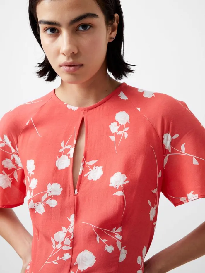 French Connection Dresses Alessandra Eco Asymmetric Dress Cayenne Redwhite 8211 Woman