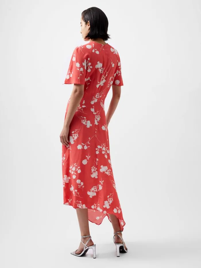 French Connection Dresses Alessandra Eco Asymmetric Dress Cayenne Redwhite 8211 Woman