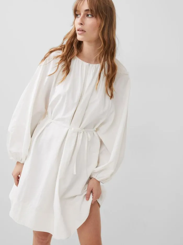 French Connection Dresses Alora Zip Dress Linen White 8211 Woman