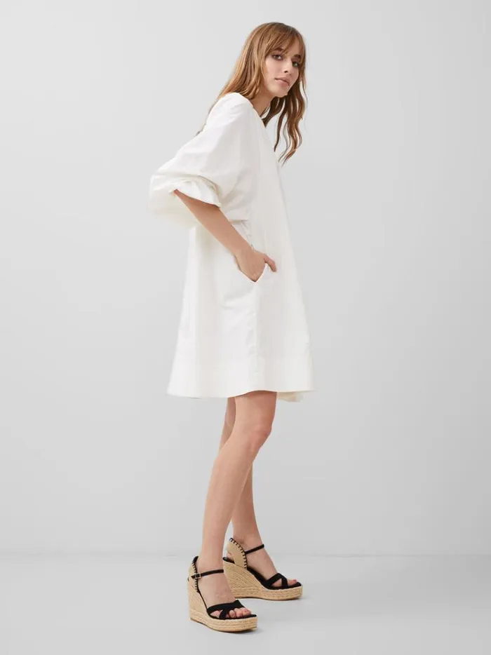 French Connection Dresses Alora Zip Dress Linen White 8211 Woman