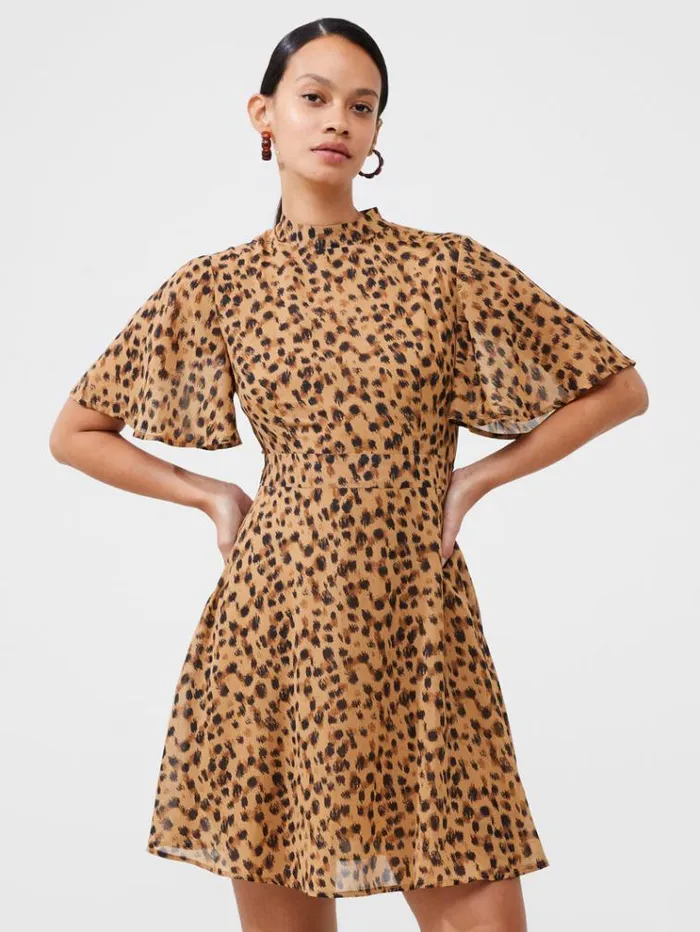 French Connection Dresses Animal Georgette Mini Dress Leopard Multi 8211 Woman French Connection Dresses Animal Georgette Mini Dress Leopard Multi 8211 Woman