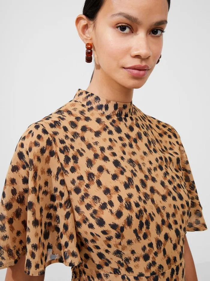French Connection Dresses Animal Georgette Mini Dress Leopard Multi 8211 Woman