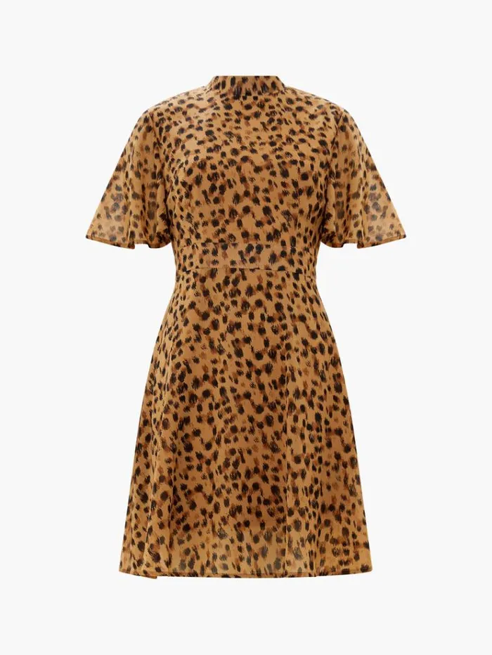 French Connection Dresses Animal Georgette Mini Dress Leopard Multi 8211 Woman