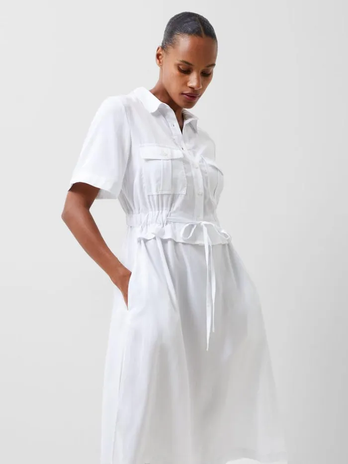 French Connection Dresses Arielle Shirt Dress Linen White 8211 Woman