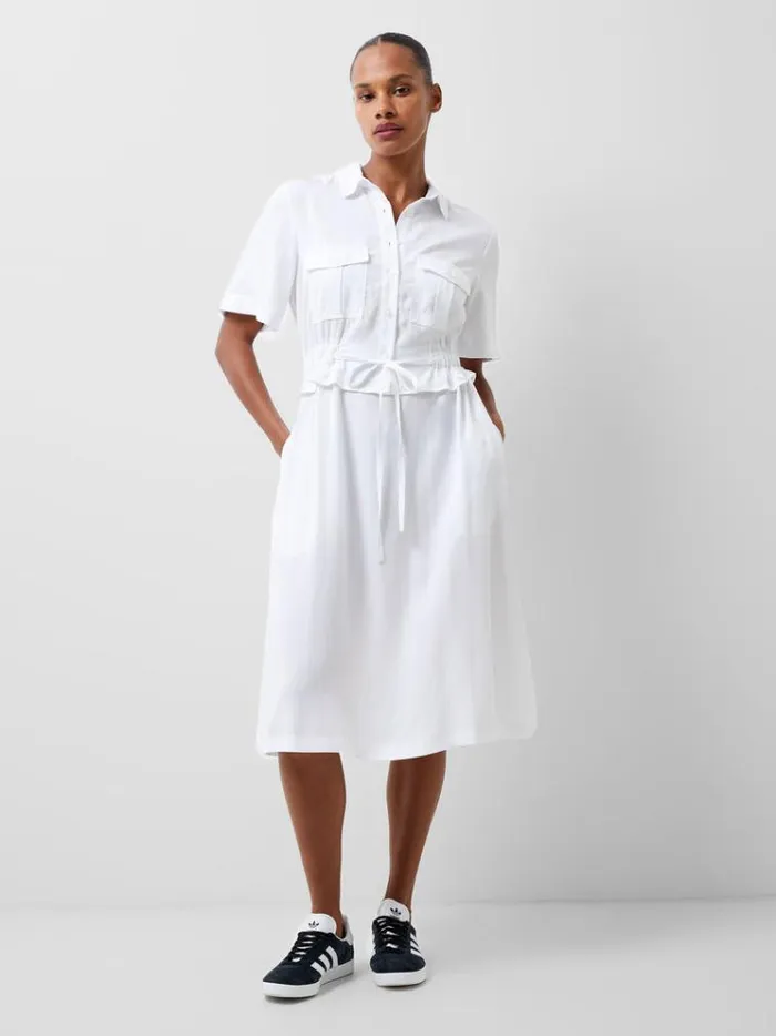 French Connection Dresses Arielle Shirt Dress Linen White 8211 Woman