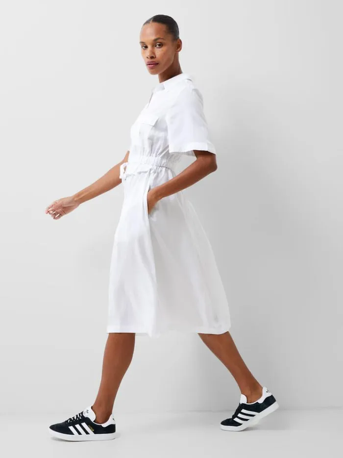 French Connection Dresses Arielle Shirt Dress Linen White 8211 Woman