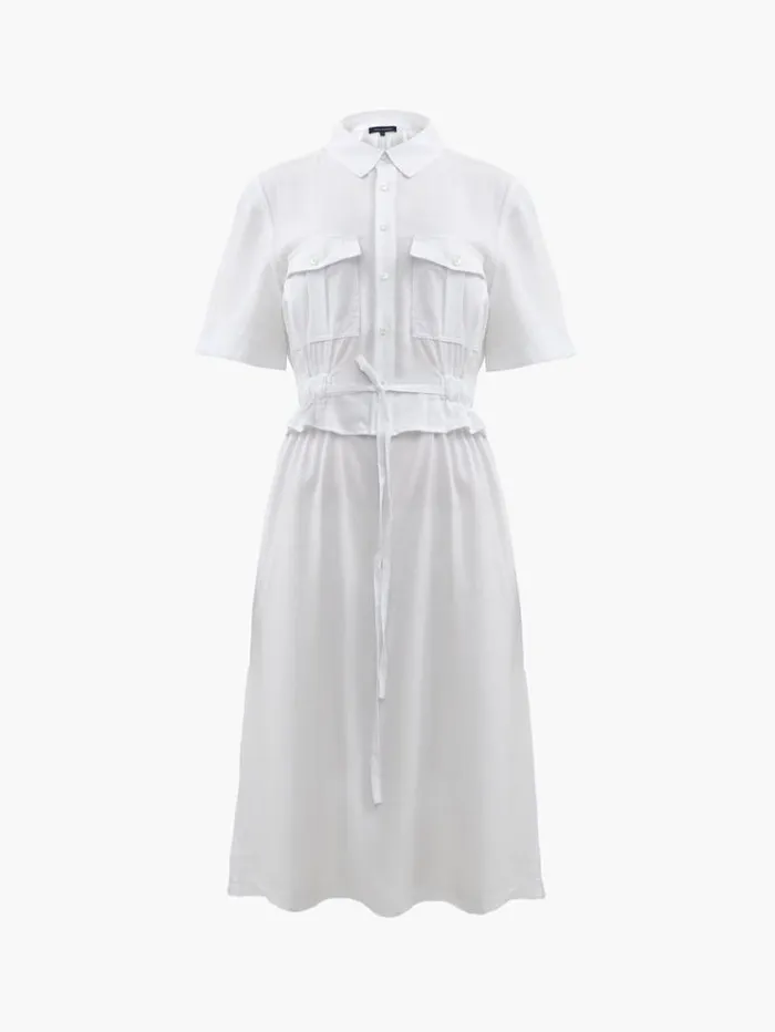 French Connection Dresses Arielle Shirt Dress Linen White 8211 Woman