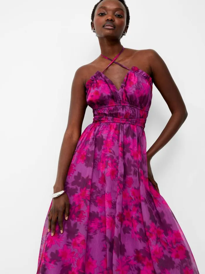 French Connection Dresses Arla Hallie Crinkle Halterneck Dress Meadow Mauve 8211 Woman
