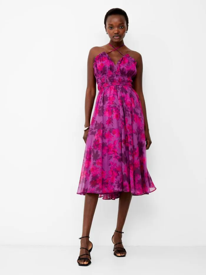 French Connection Dresses Arla Hallie Crinkle Halterneck Dress Meadow Mauve 8211 Woman