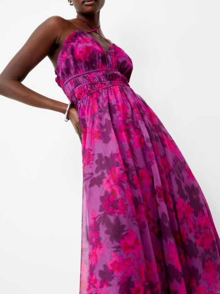 French Connection Dresses Arla Hallie Crinkle Halterneck Dress Meadow Mauve 8211 Woman