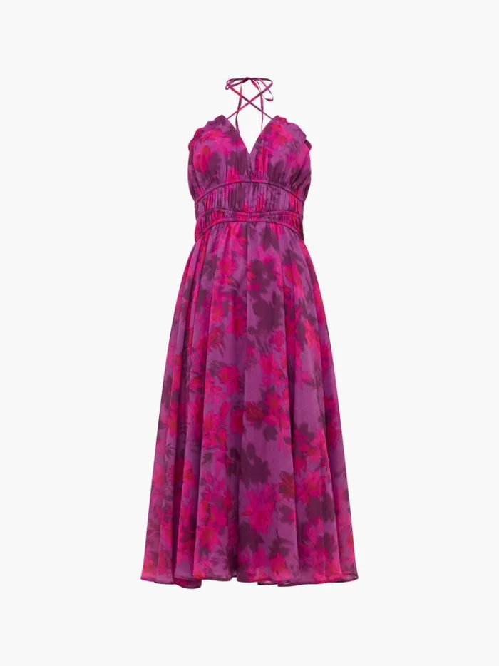 French Connection Dresses Arla Hallie Crinkle Halterneck Dress Meadow Mauve 8211 Woman