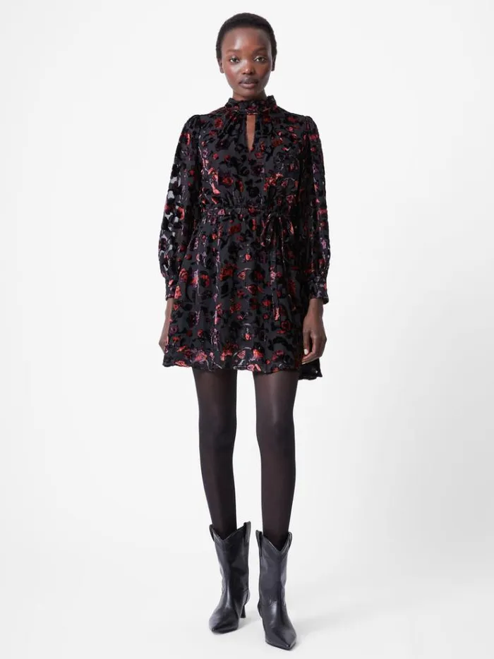 French Connection Dresses Avery Devore High Neck Mini Dress Blackred 8211 Woman French Connection Dresses Avery Devore High Neck Mini Dress Blackred 8211 Woman