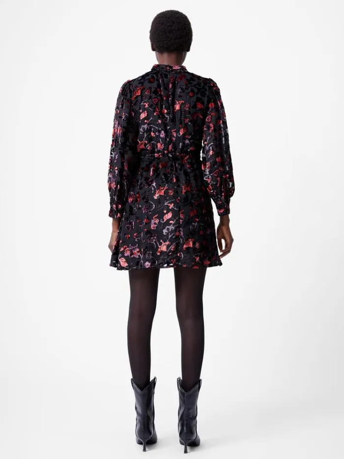 French Connection Dresses Avery Devore High Neck Mini Dress Blackred 8211 Woman