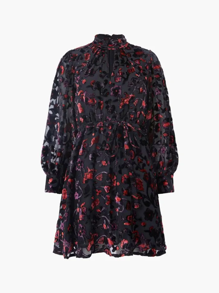 French Connection Dresses Avery Devore High Neck Mini Dress Blackred 8211 Woman