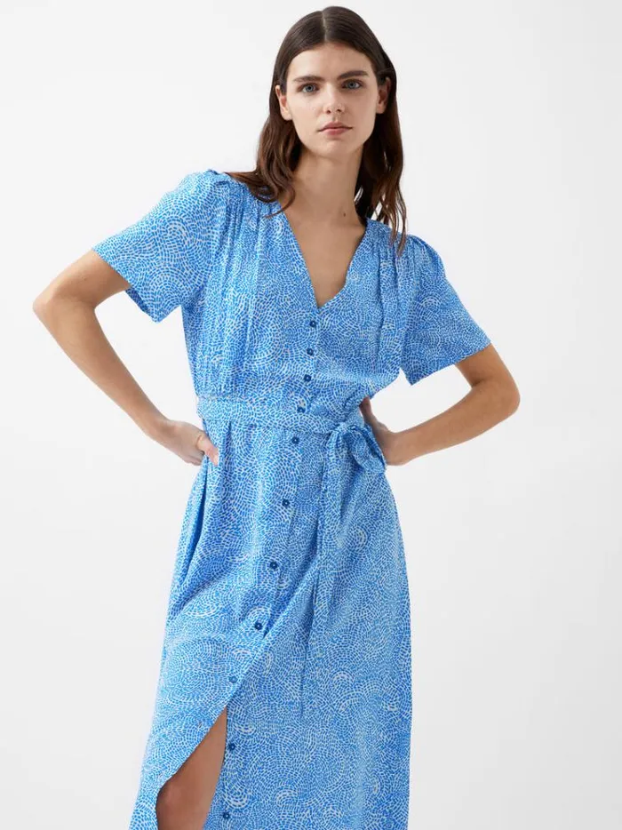 French Connection Dresses Bernice Elitan Button Through Dress Blue Mistblue Seastar 8211 Woman French Connection Dresses Bernice Elitan Button Through Dress Blue Mistblue Seastar 8211 Woman