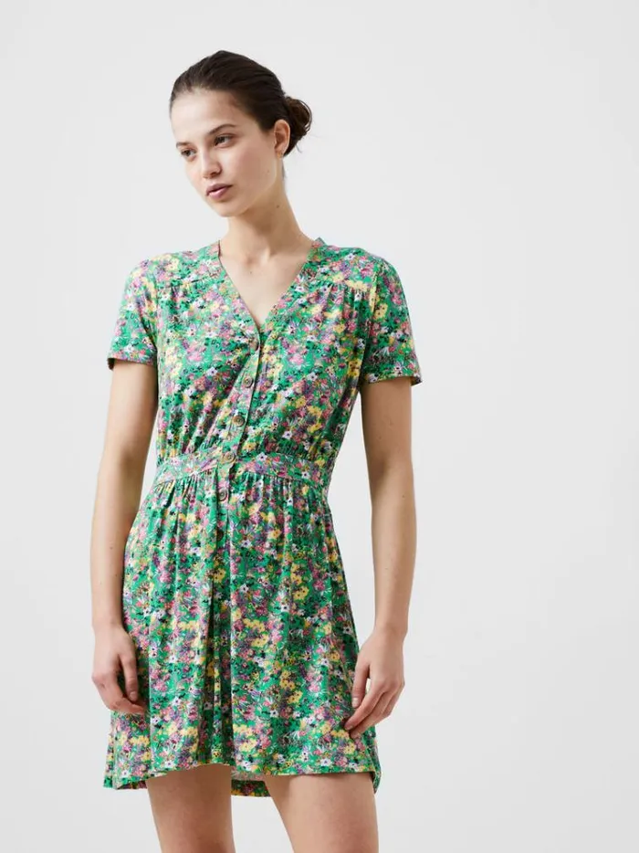 French Connection Dresses Blossom Vee Mini Dress Poise Green 8211 Woman