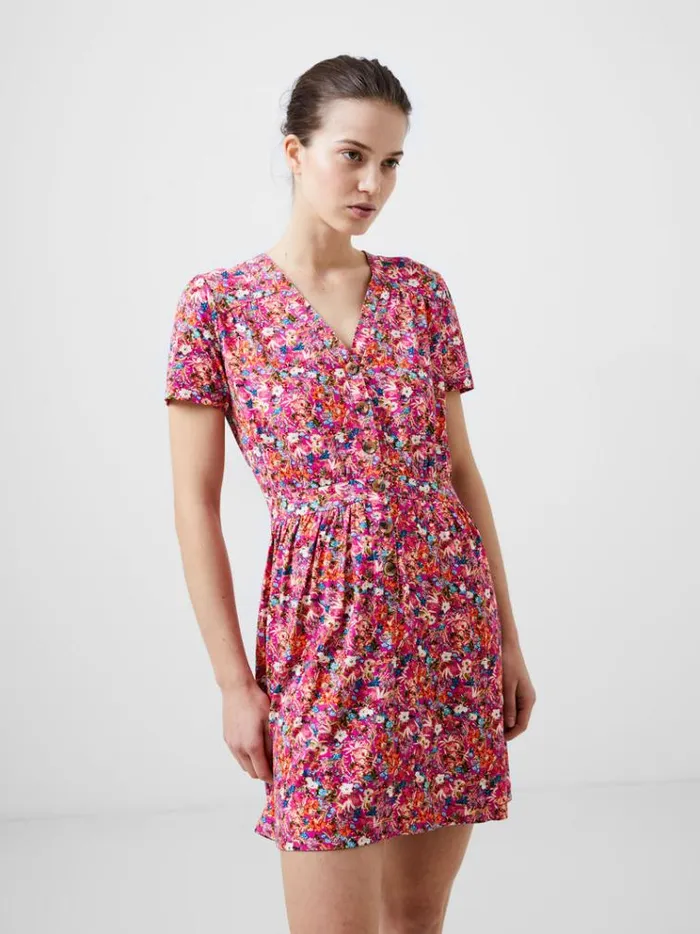 French Connection Dresses Blossom Vee Mini Dress Wild Rosa 8211 Woman