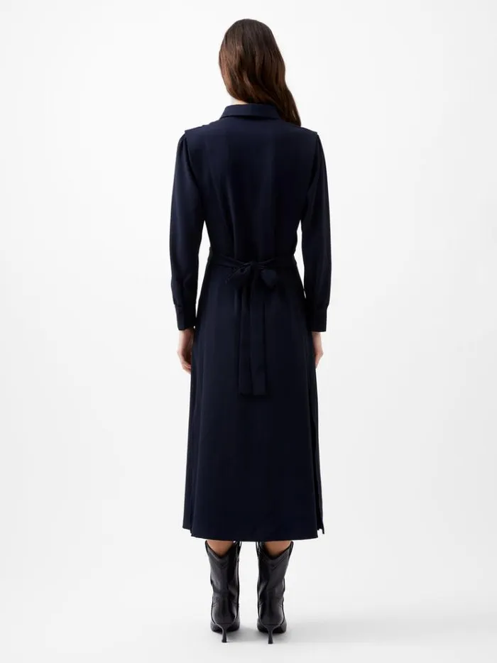 French Connection Dresses Brina Crepe Button Down Maxi Dress Marine 8211 Woman
